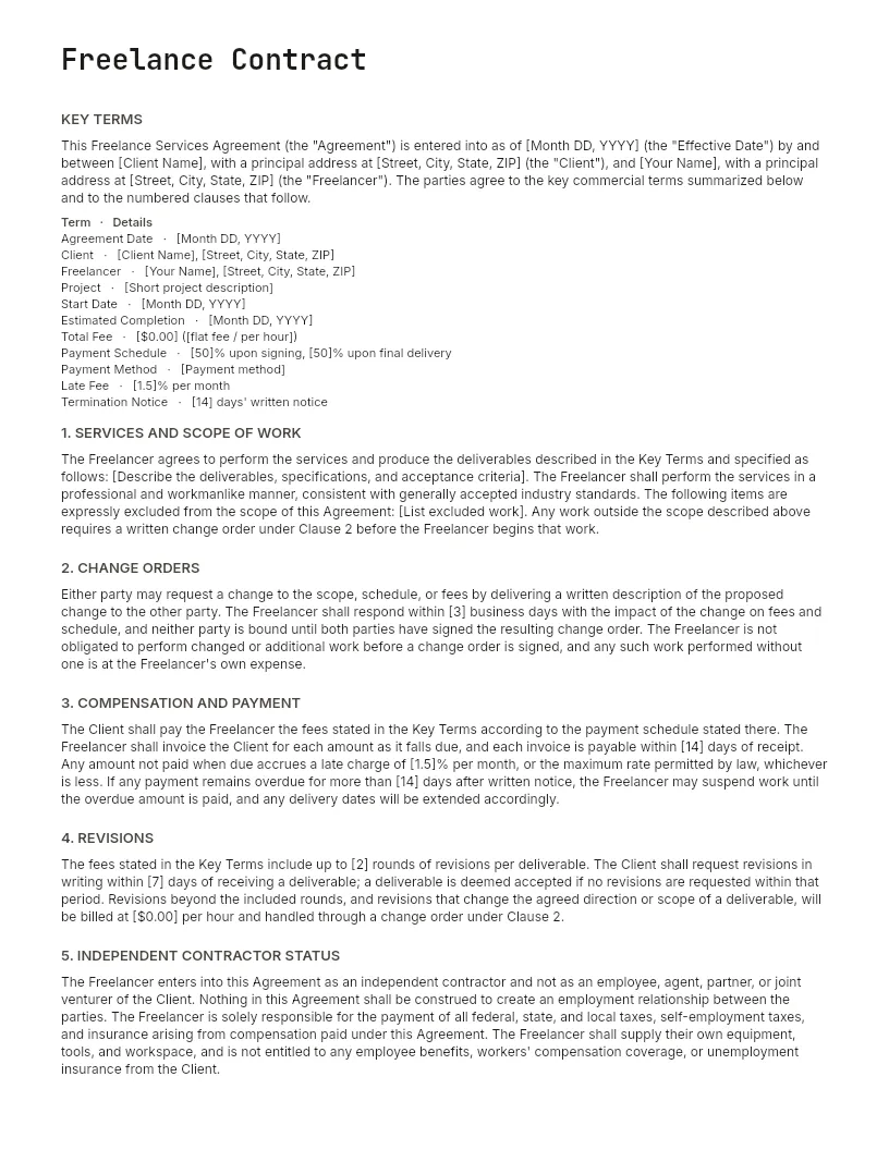Freelance Contract Template